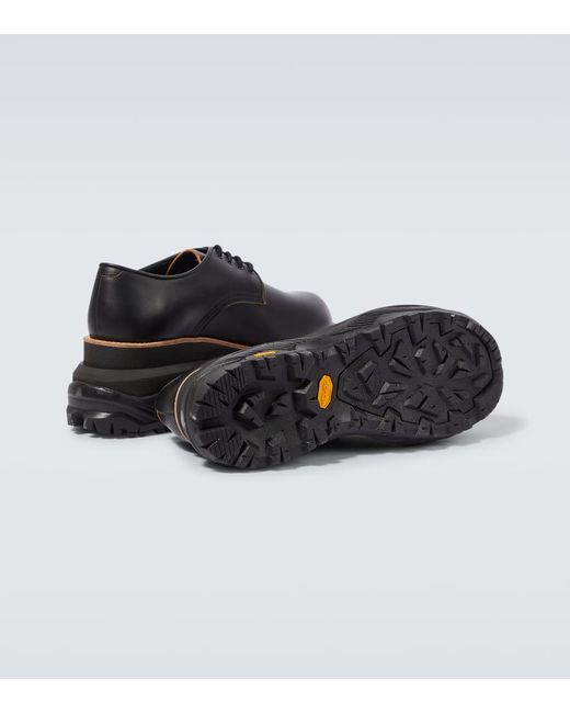 Sacai Black Leather Platform Derby Shoes for men