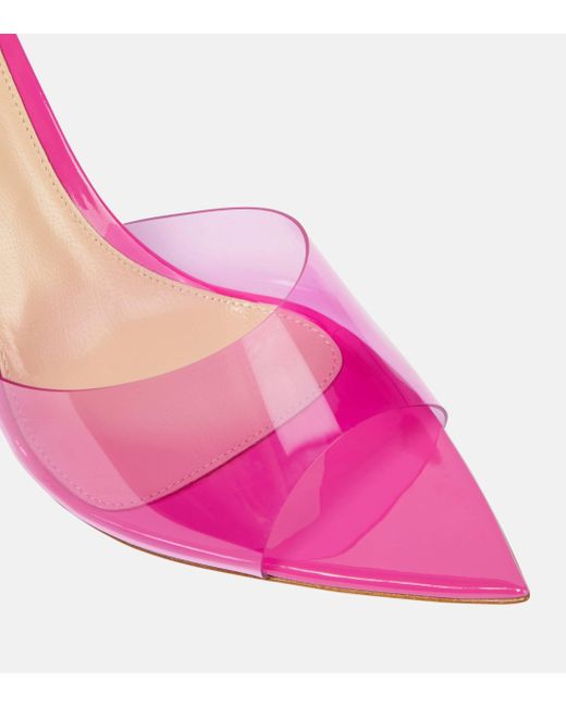 Gianvito Rossi Pink Elle 85 Pvc And Leather Mules