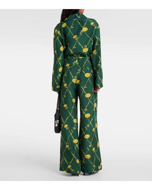 Burberry Green Bedruckte Pyjama-Hose aus Seide