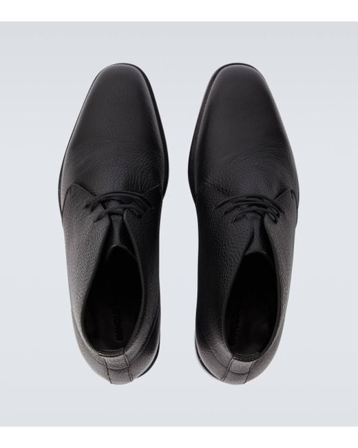 Manolo Blahnik Black Berwick Leather Desert Boots for men