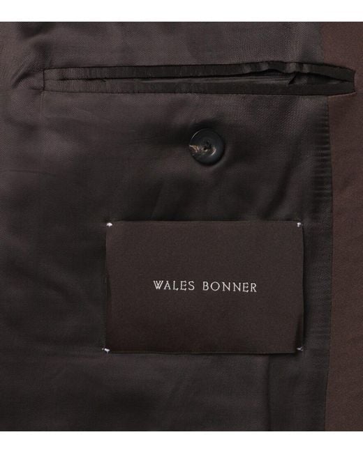 Wales Bonner Black Atto Satin-Trimmed Virgin Wool Blazer for men
