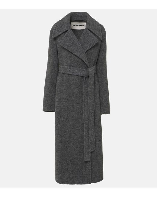 Jil Sander Black Belted Wool-Blend Pile Coat
