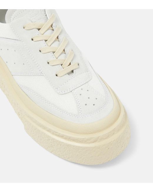 MM6 by Maison Martin Margiela White Suede Platform Sneakers
