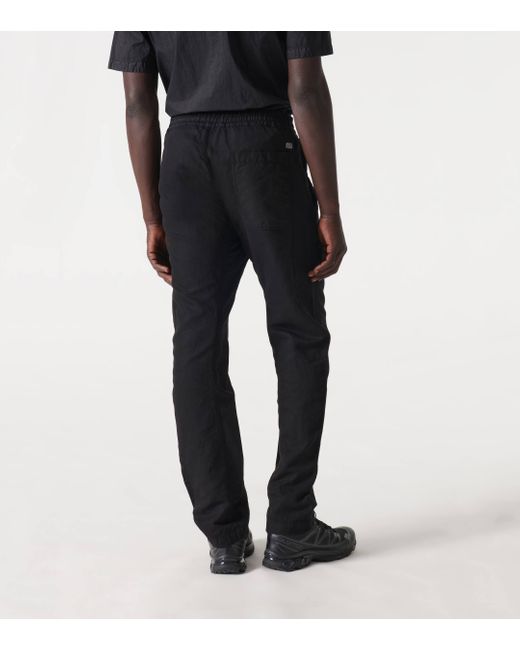 C P Company Black Cotton And Linen Straight Pants for men