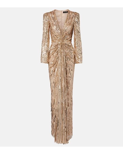 Jenny Packham Natural Darcy Embellished Gown