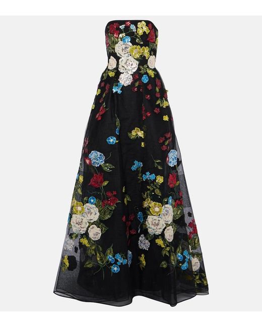 Elie Saab Black Floral Embroidered Tulle Gown