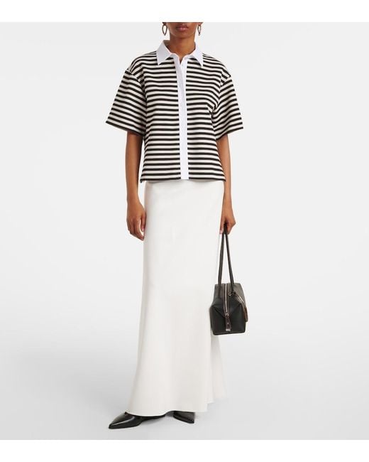 Max Mara White Vernice Jersey Maxi Skirt