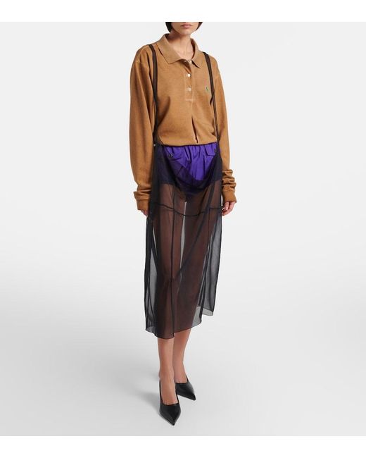 Prada Brown Oversized Cotton Pique Polo Shirt
