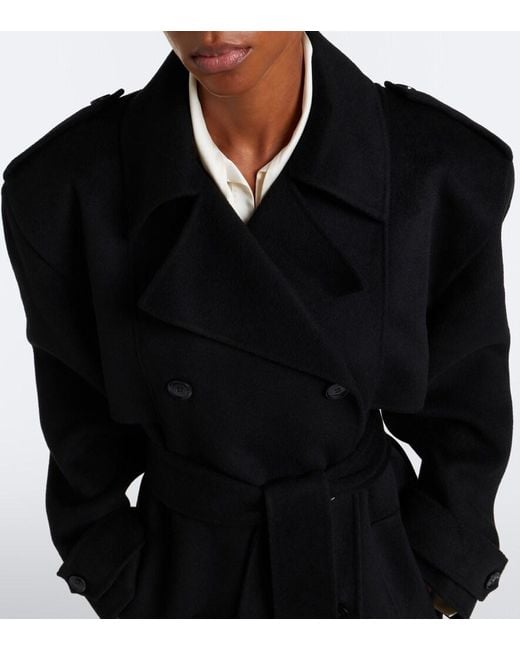Frankie Shop Black Nikola Padded Wool And Cashmere Trench Coat