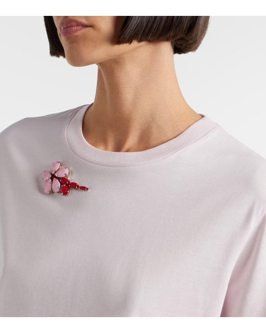 Simone Rocha White Embellished Cotton Jersey T-Shirt