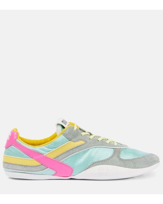 Miu Miu Green Gymnasium Suede And Technical Sneakers