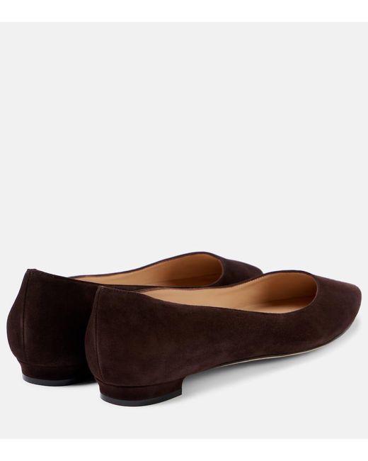 Manolo Blahnik Brown Lanza Bb Suede Ballet Flats