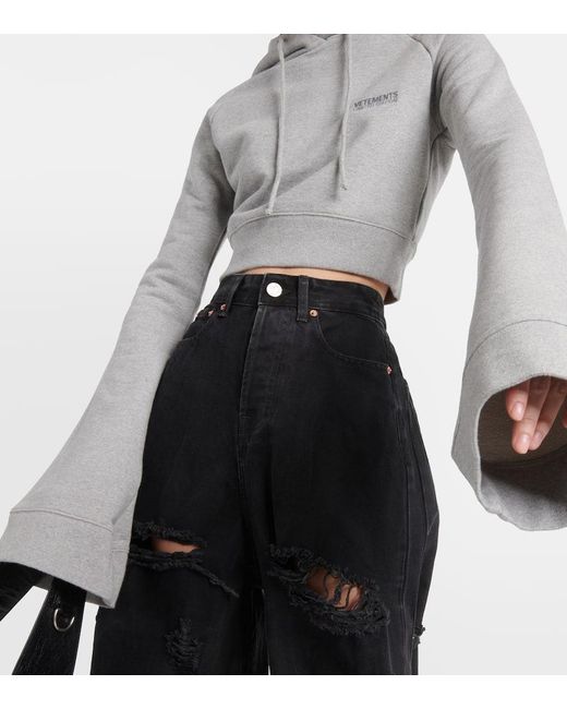 Vetements Gray Cropped-Hoodie Aus Jersey