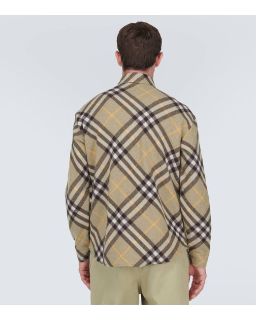 Burberry Metallic Check Wool-blend Shirt Jacket for men
