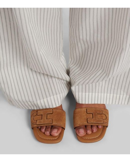 Hogan Brown H685 Suede Sandals
