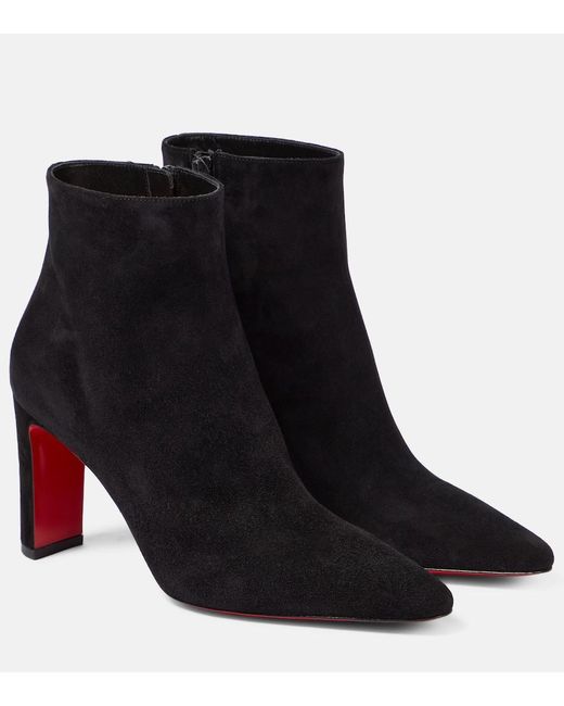 Christian Louboutin Black Suprabooty Block-heel Suede Heeled Ankle Boots