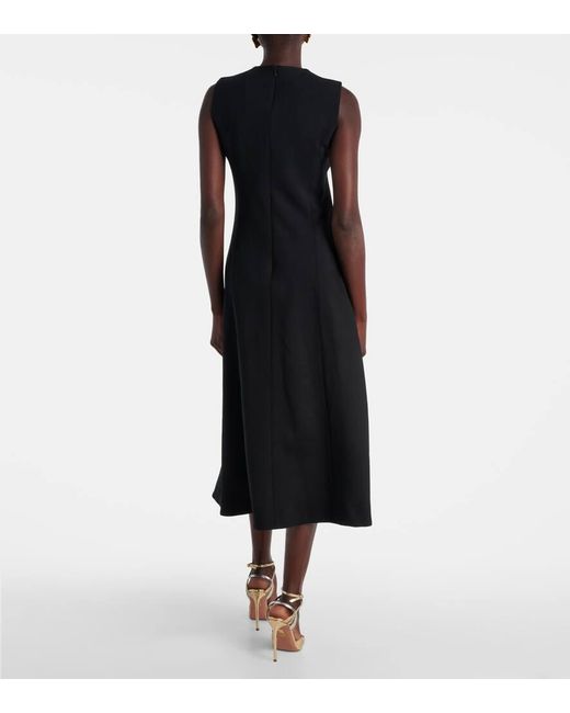 Oscar de la Renta Black Verziertes Cocktailkleid Aus Einem Wollgemisch