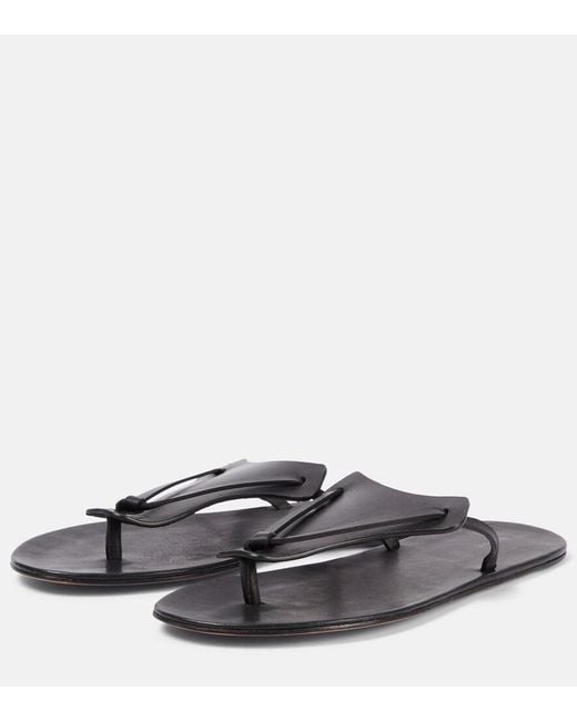 The Row Gray Helena Leather Thong Sandals