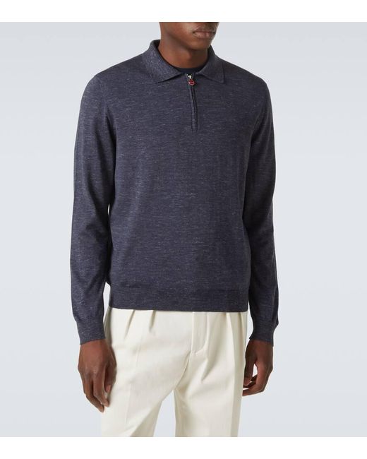 Jersey De Seda, Cachemir Y Lino Kiton de hombre de color Blue