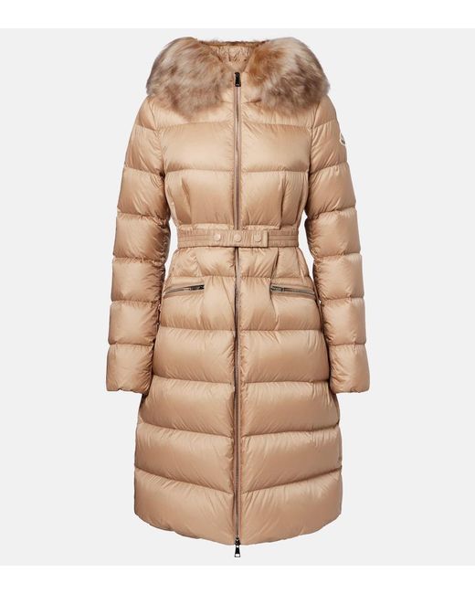 Moncler Natural Boedic Shearling-Trimmed Down Jacket