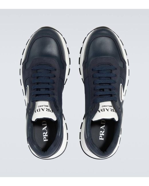 Prada High-Top-Sneaker Aus Nubuk Und Re-Nylon in Blue für Herren