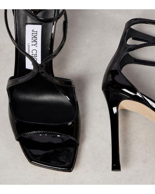 Jimmy Choo Black Sandalen Azia 95 Aus Lackleder