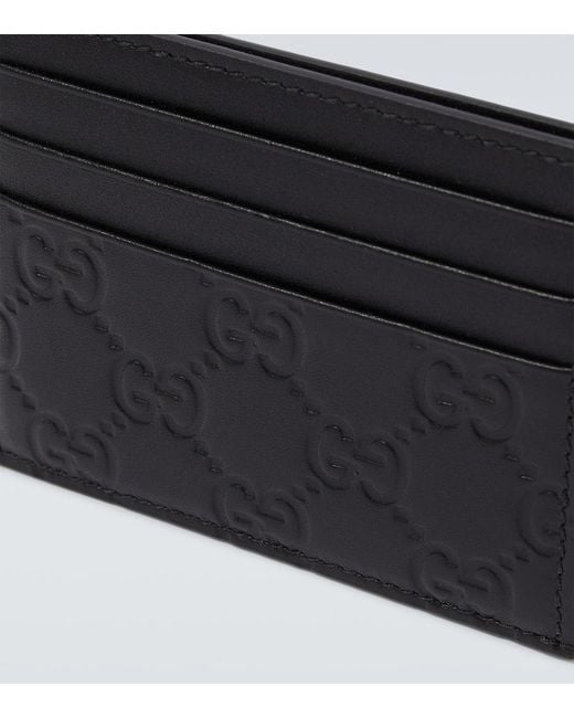 Gucci Black Gg Emblem Leather Card Holder for men