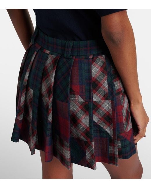 Miu Miu Black Patchwork Plaid Virgin Wool Miniskirt