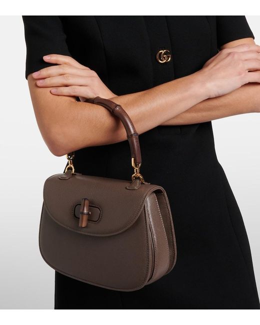 Gucci Brown Bamboo 1947 Small Leather Top-Handle Bag