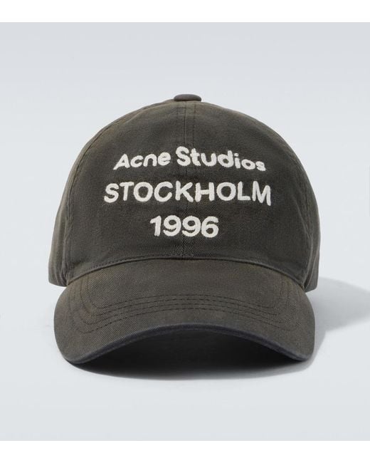 Acne Gray Embroidered Logo Cotton Baseball Cap for men