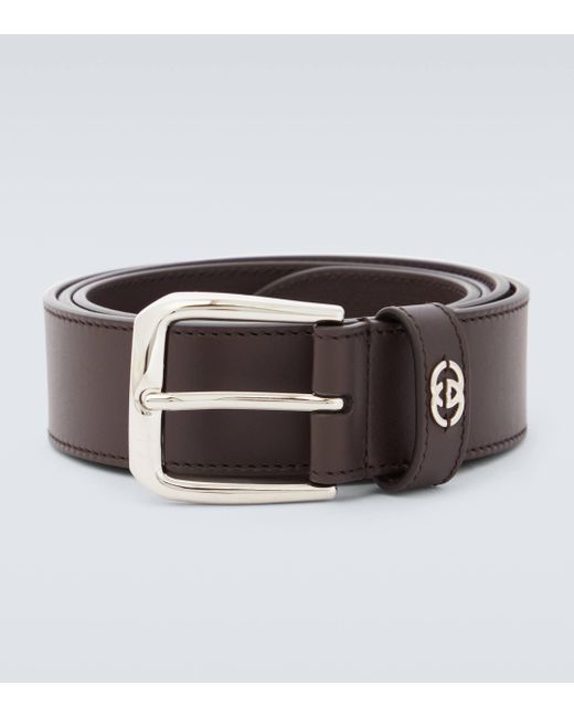 Gucci Brown Interlocking G Leather Belt for men