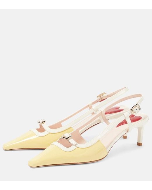 Roger Vivier Natural Viv' Canard Patent Leather Slingback Pumps