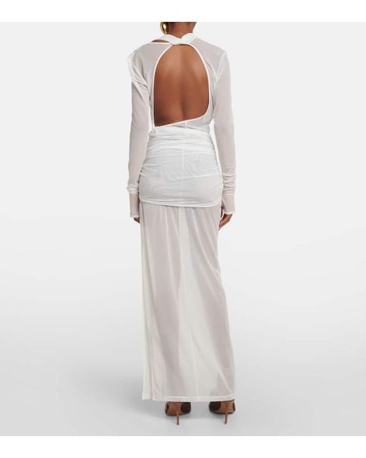 White Ruched Mesh Corset Mini Dress - Chloe Dao