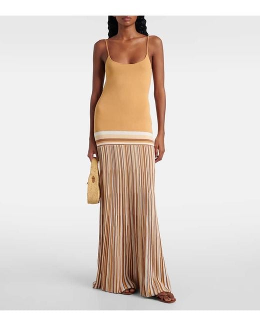 Faithfull The Brand Metallic Citara Knitted Cotton-Blend Maxi Dress