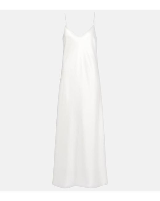 Galvan White Satin Slip Dress