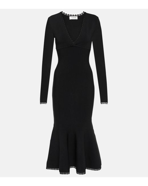 Victoria Beckham Black Flared Midi Dress