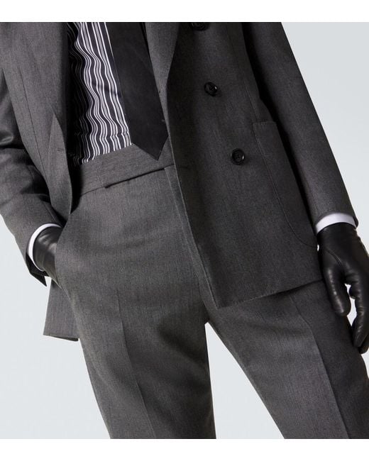 Tom Ford Gray Mouline Wool Twill Straight Pants for men