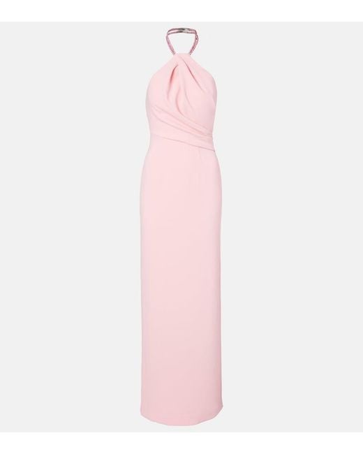 Solace London Pink Riva Embellished Halterneck Gown