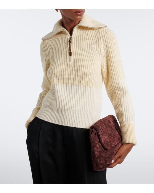 Bottega Veneta Natural Ribbed-Knit Wool And Cashmere Sweater