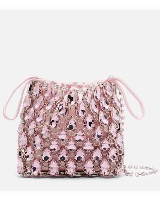 Self-Portrait Pink Mini Embellished Chainmail Clutch