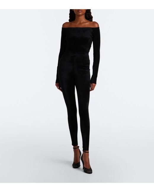 Alaïa Black Velvet Leggings