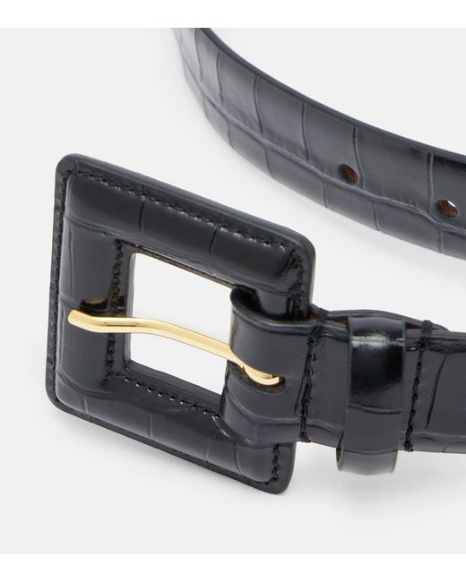 Nour Hammour Black Soma Croc-Effect Leather Belt