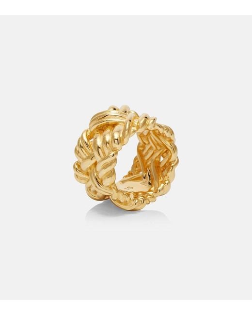 Bottega Veneta Metallic Intreccio-Plated Sterling Ring