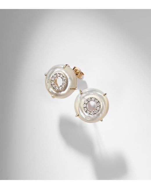 Mateo White 14Kt Earrings With Diamonds And Pearls