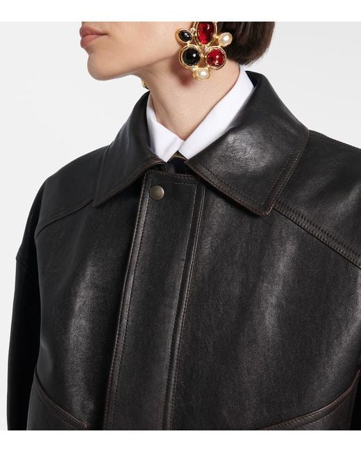 Saint Laurent Black Bomberjacke Aus Leder