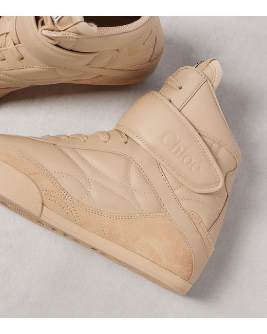 Baskets Kick En Cuir Et Daim Chloé en coloris Natural