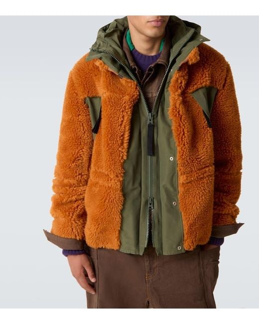 Sacai Jacke Aus Einem Wollgemisch Und Canvas in Orange für Herren