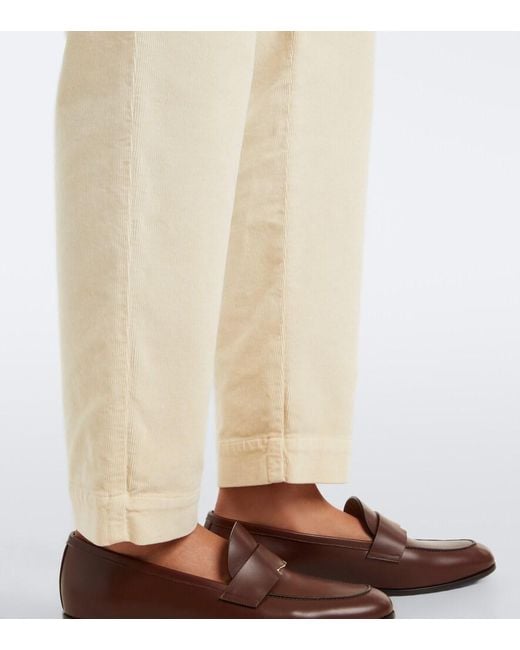 Eleventy Natural New York Cotton-Blend Tapered Pants