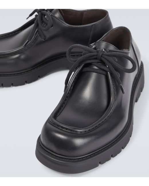 Bottega Veneta Black Haddock Leather Derby Shoes for men
