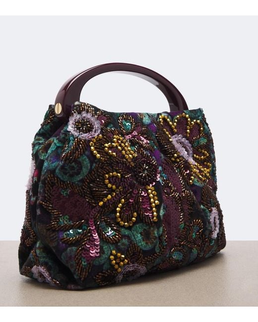 Dries Van Noten Black Small Sequined Top-Handle Bag